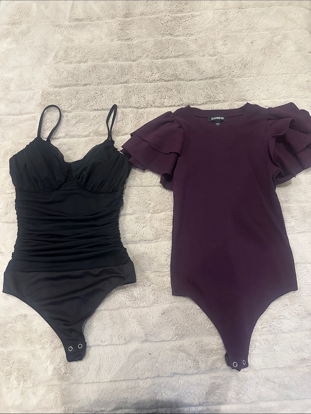 Express Purple Ruffle Sleeve One-Piece Bodysuit for Kids